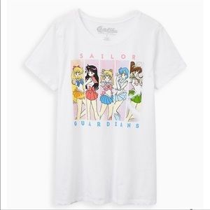 TORRID NWT SLIM FIT CREW TEE - SIGNATURE JERSEY SAILOR MOON WHITE